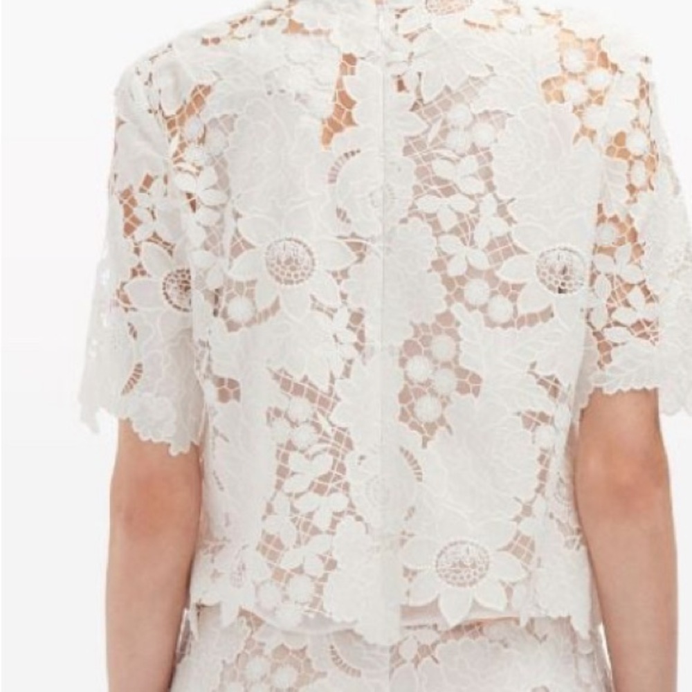 Oscar de la Renta White Crop Top
